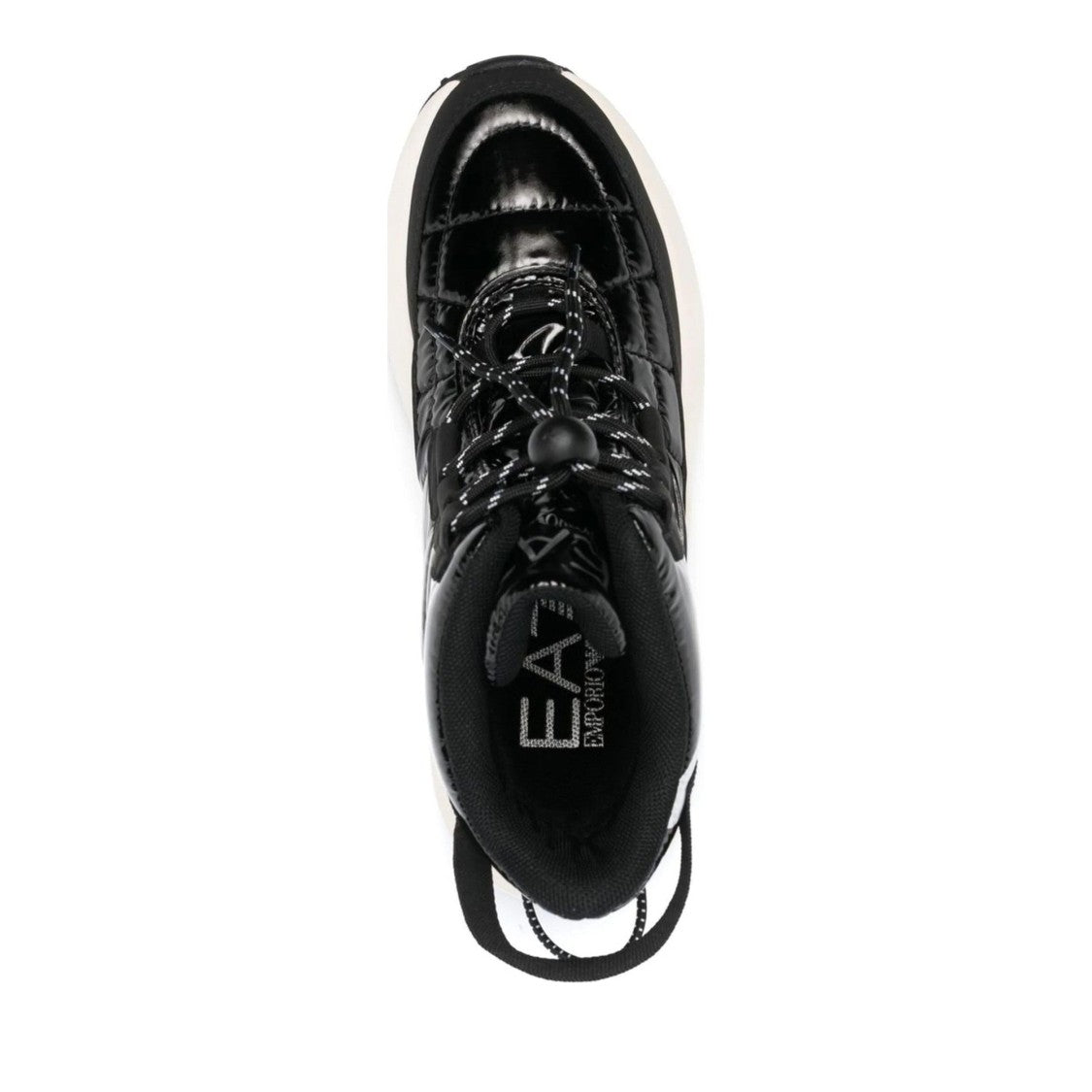 Ea7 Emporio Armani Black Mountain Cross Quilted Reflective Accents Ankle Boots