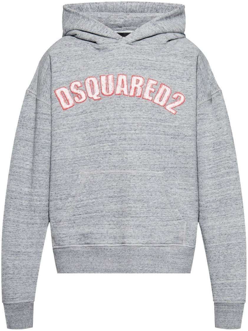 Dsquared2 Relaxed Fit Grey Hoodie With Front Kangaroo Pocket