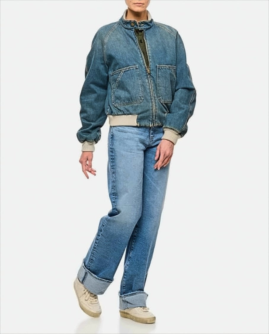 Golden Goose Denim Jacket With Ribbed Knit Cuffs And Relaxed Fit