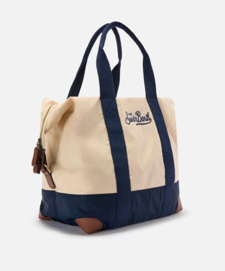 Mc2 Saint Barth Two-Tone Tote Bag With Zip Closure