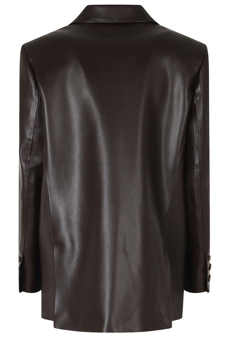 Isabelle Blanche Brown Single-Breasted Faux Leather Jacket