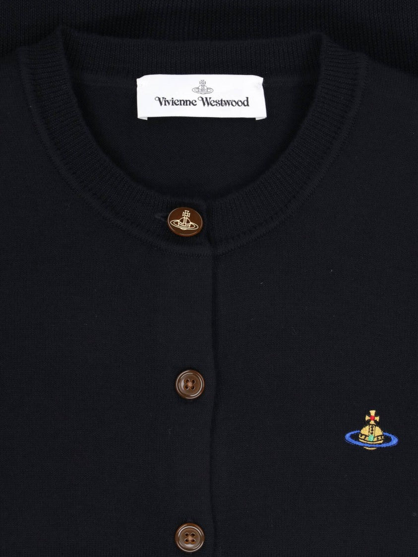 Vivienne Westwood Classic Crew Neck Cardigan With Embroidered Logo