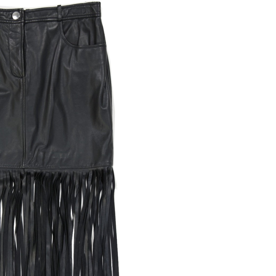Moschino Fringed Black Sheepskin Skirt