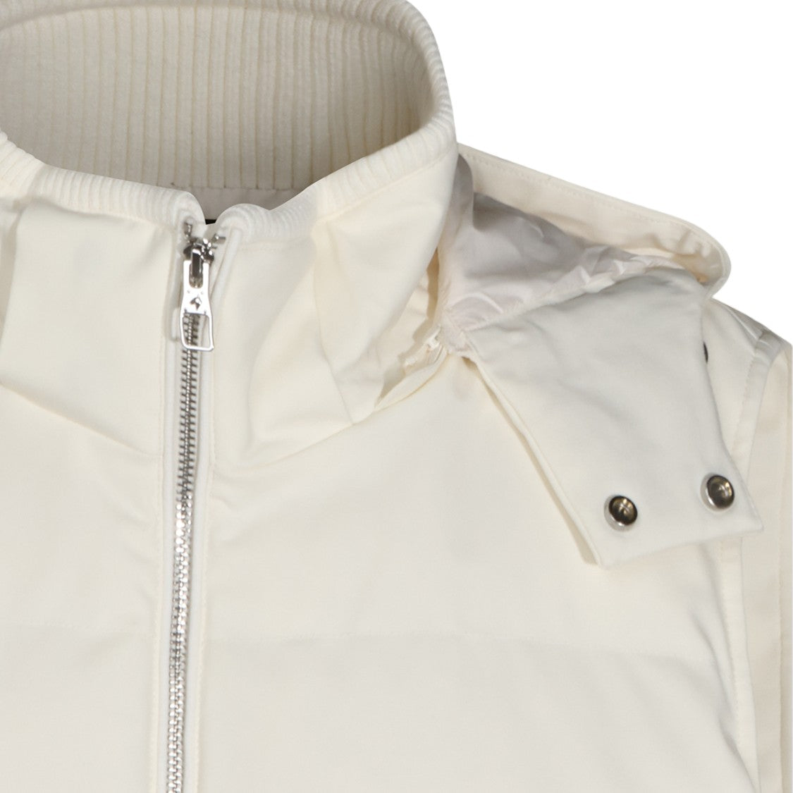 Montecore White Sleeveless High Collar Hooded Coat