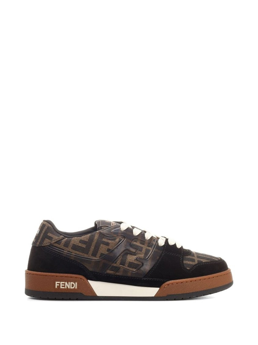 Fendi Brown Low-Profile Monogram Suede Sneakers