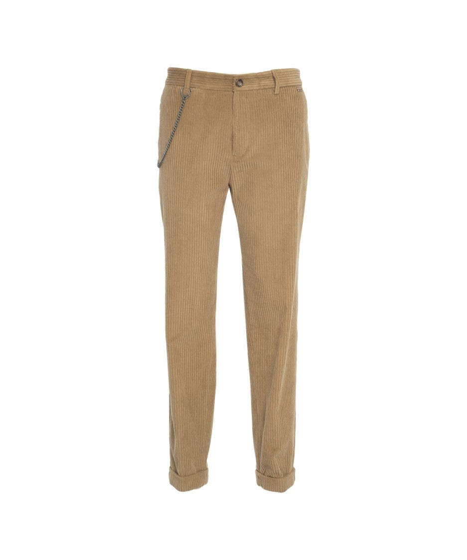 Luis Trenker Velvet Trousers With Chain Detail And Straight Cut