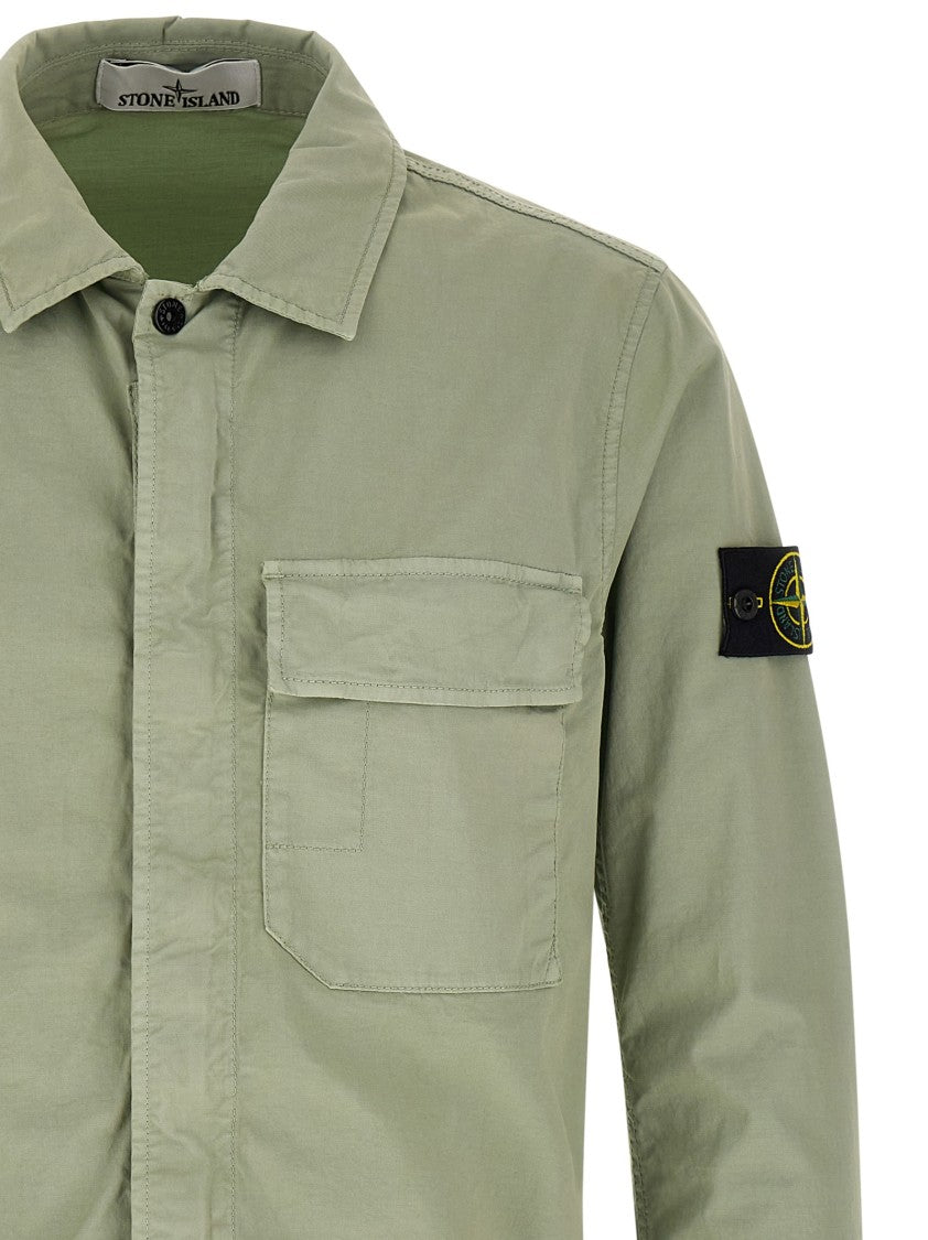 Stone Island Garment-Dyed Stretch Cotton Twill Overshirt