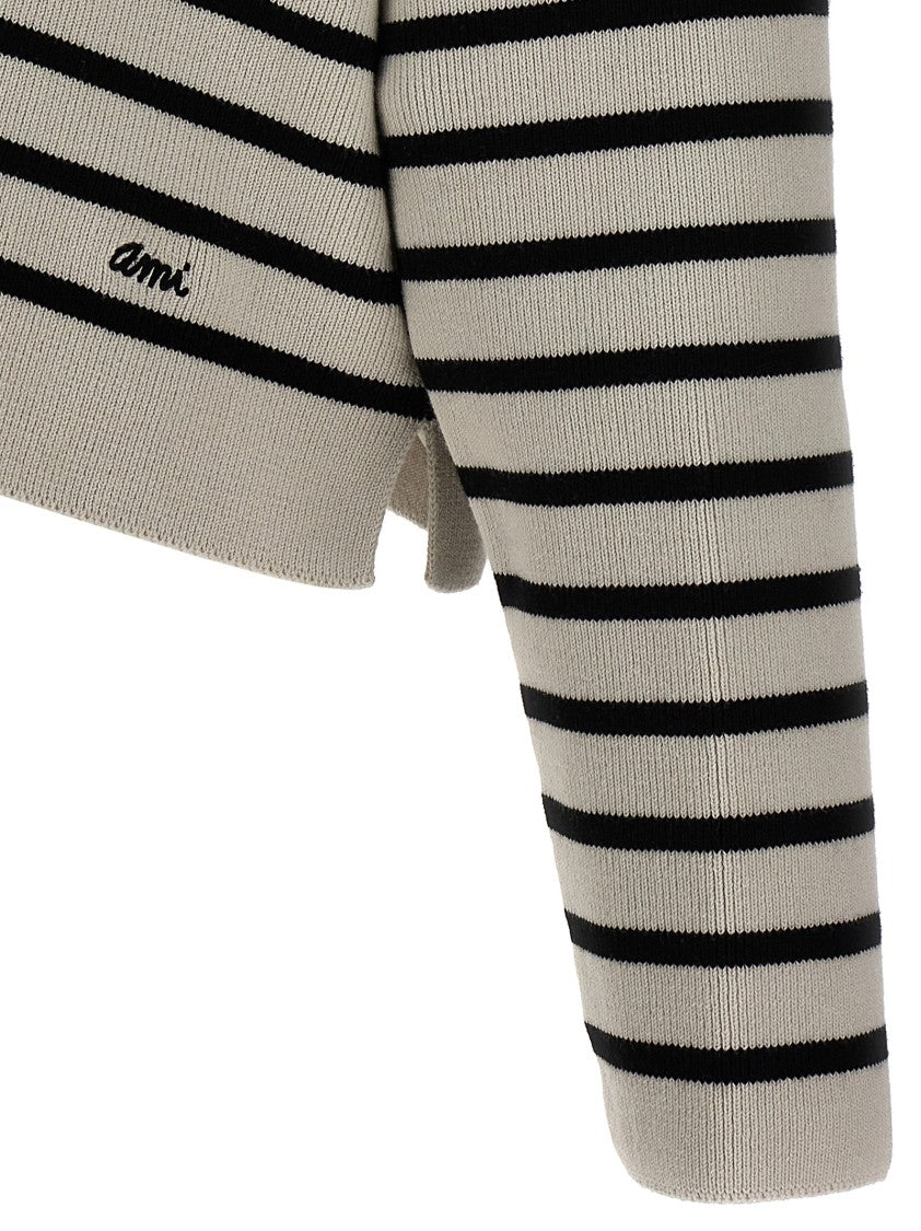 Ami Striped Polo Sweater