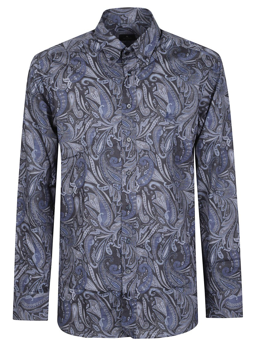 Etro Roma Paisley Pattern Cotton-Blend Long-Sleeve Shirt