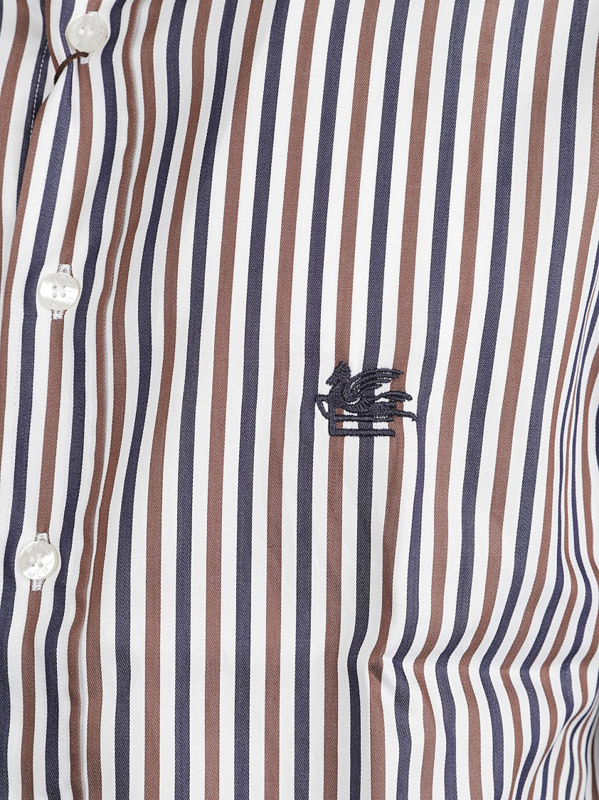 Etro Roma Vertical Striped Cotton Button-Down Shirt