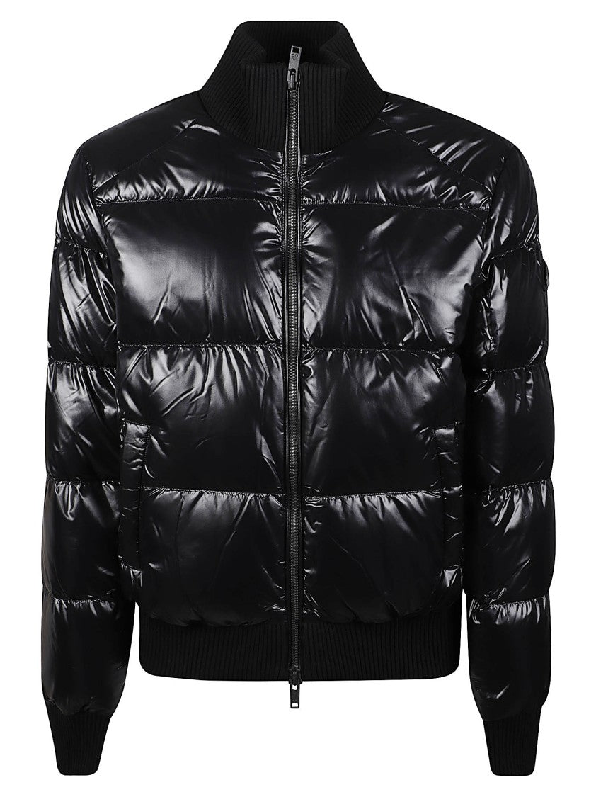 Moose Knuckles Black Kings Quilted Puffer Nylon Bomber Jacket