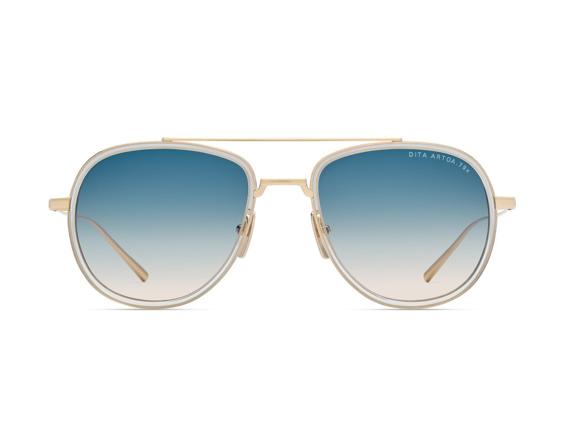 Dita Blue Artoa.79X Gradient Gold Frame Aviator Sunglasses