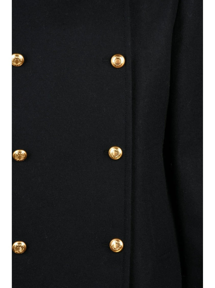 Karl Lagerfeld Black Polyester-Blend Double-Breasted Coat
