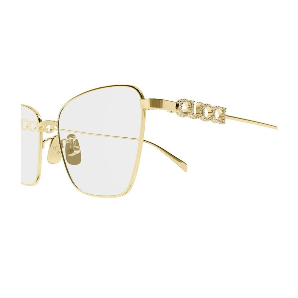 Gucci Butterfly-Shaped Metal Frame Eyeglasses With Decorative Logo Detail