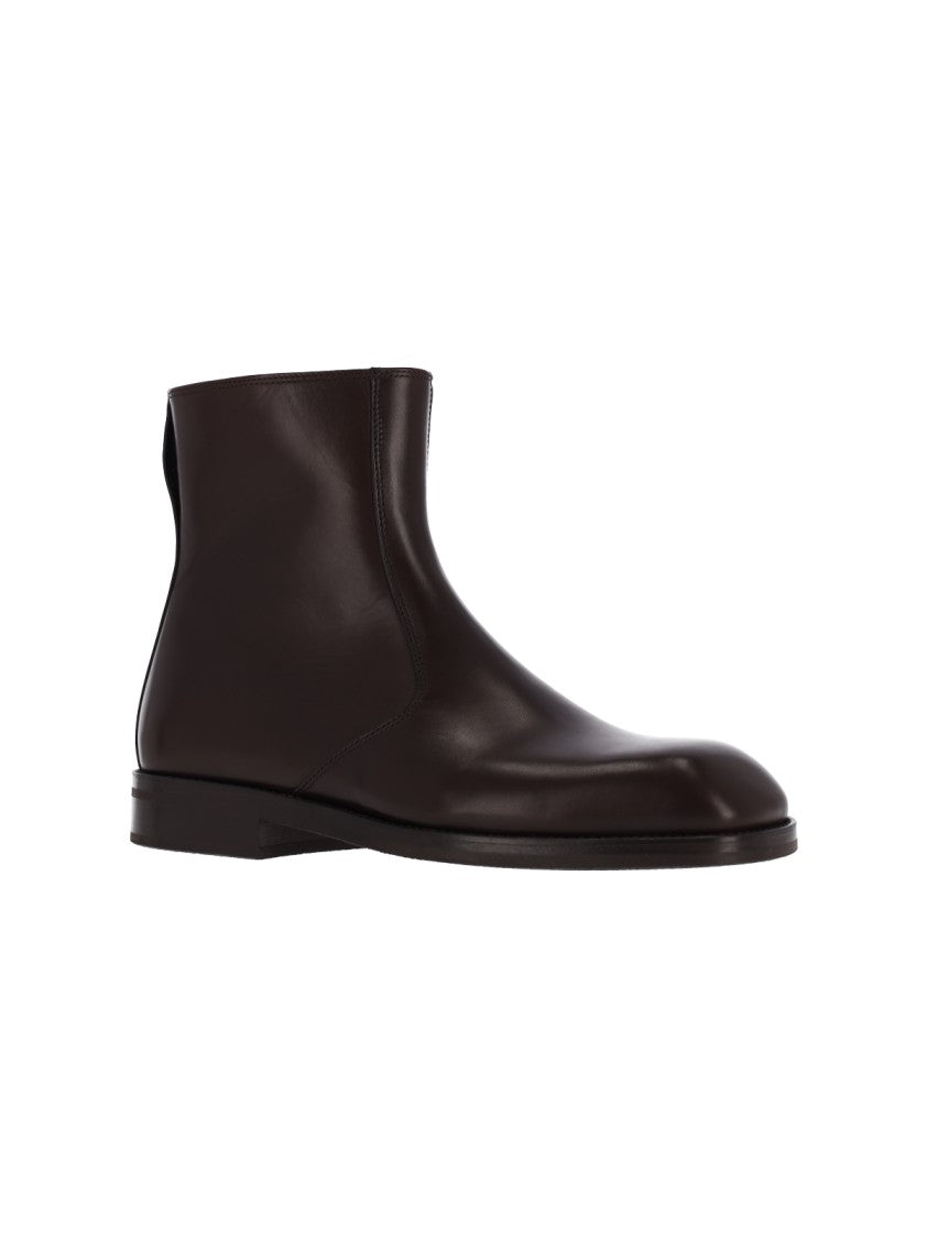 Lemaire Brown Zip Calfskin Leather Boots