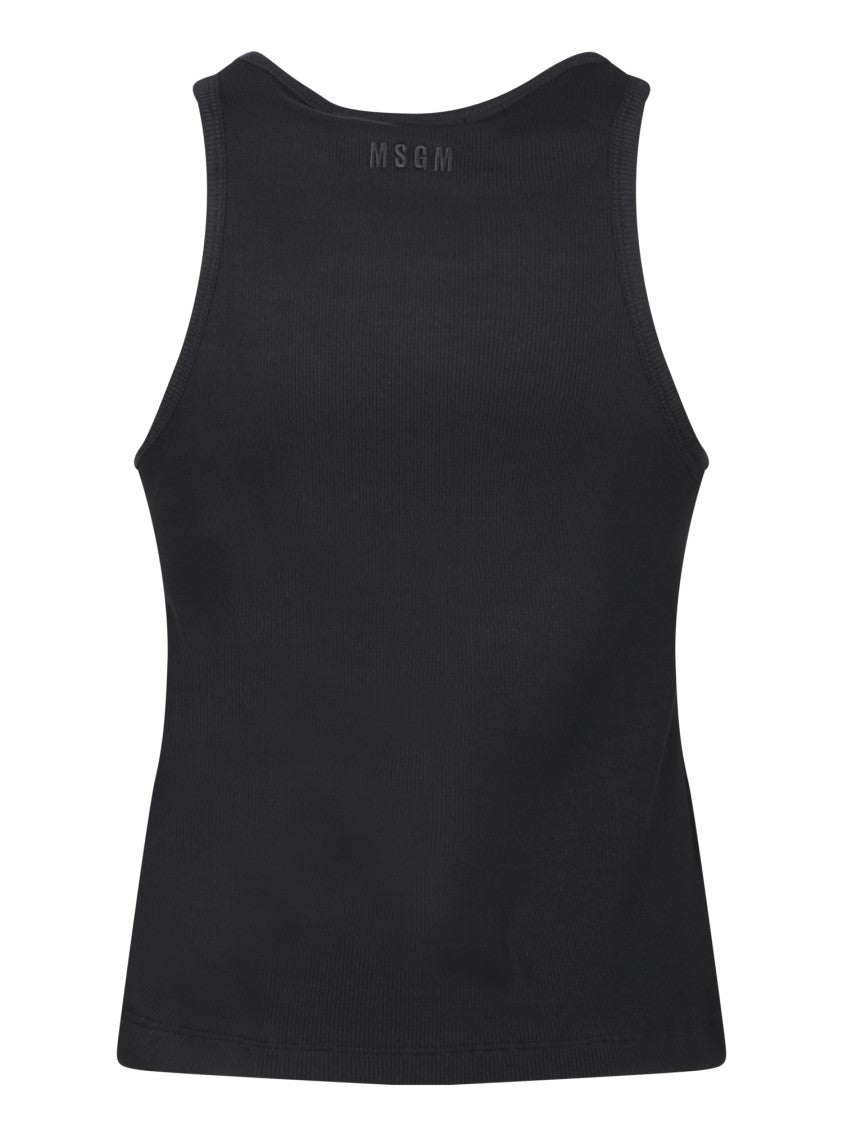 Msgm Sleeveless Black Sequin Tank Top