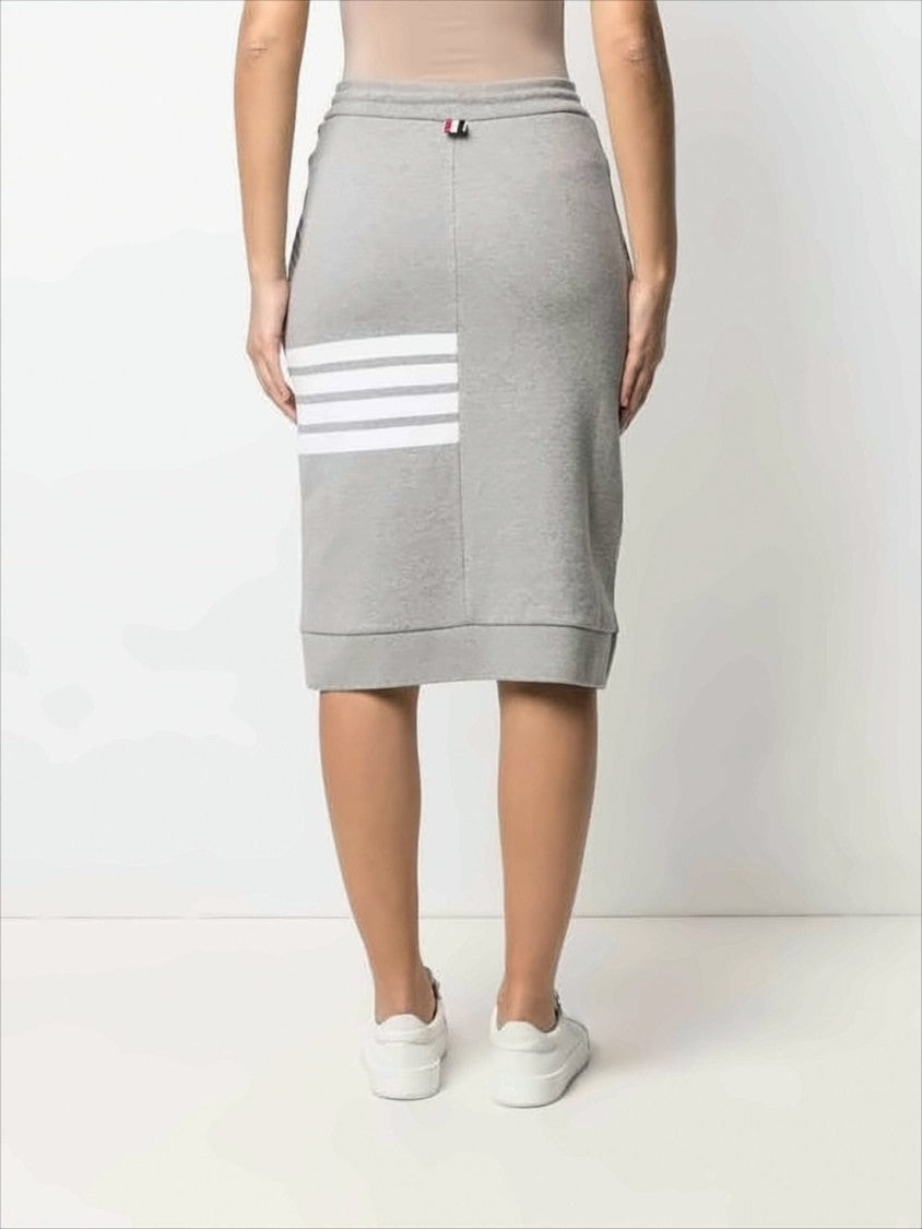 Thom Browne Heather Grey Midi Skirt With Drawstring Waistband