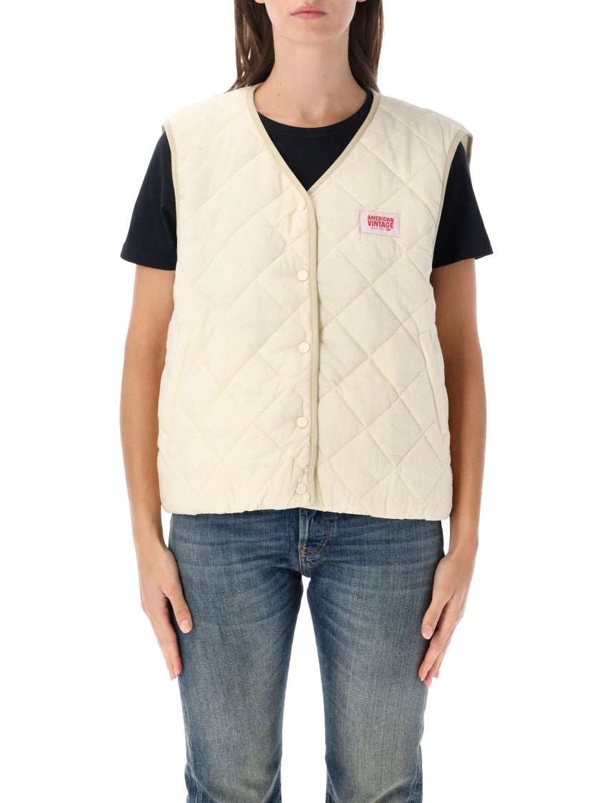 American Vintage Yupibam Sleeveless Quilted V-Neck Vest