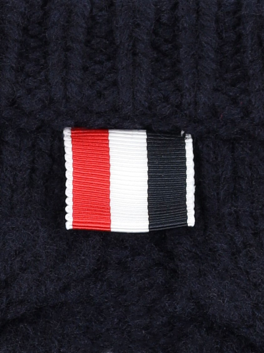 Thom Browne Blue Cable Knit Virgin Wool Sweater