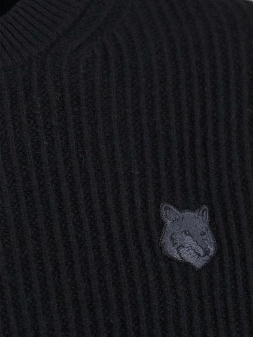 Maison Kitsuné Ribbed Black Wool Sweater