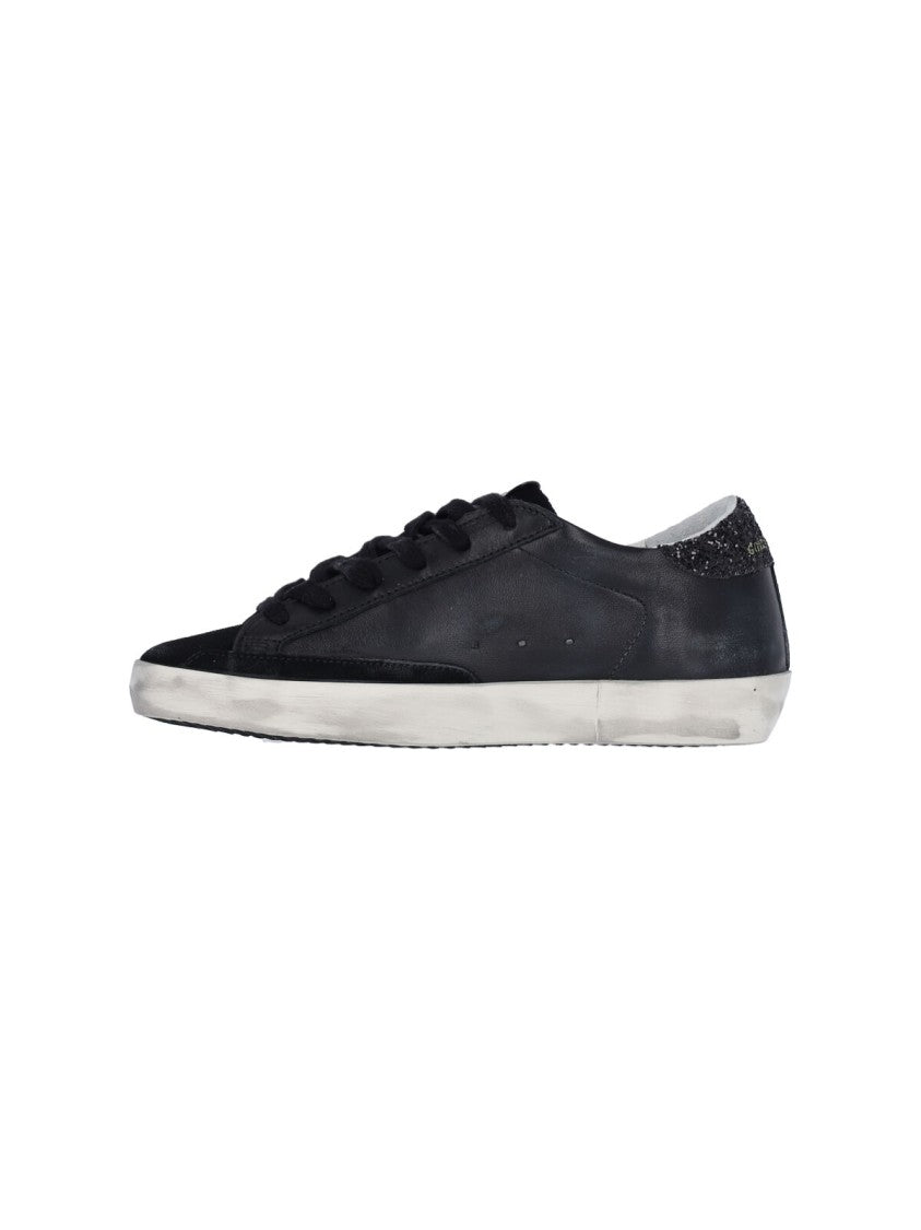 Golden Goose Black Super Star Hammered Leather Sneakers