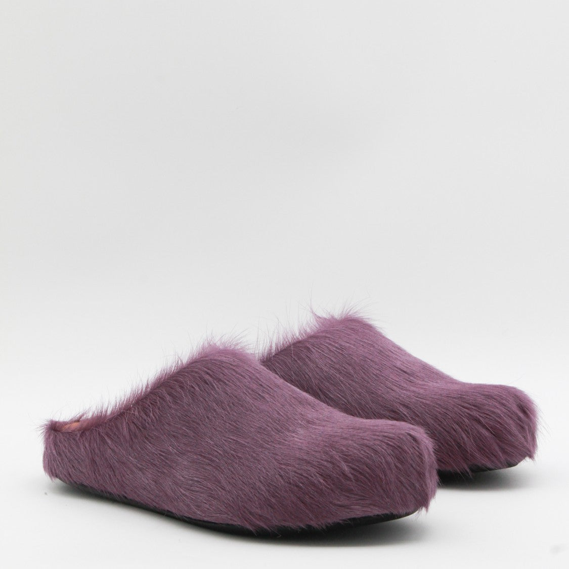 Marni Textured Fur Slip-On Mules With Rounded Toe