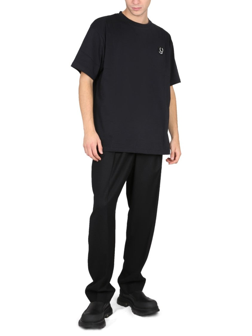 Fred Perry X Raf Simons Relaxed Fit Black T-Shirt With Graphic Print