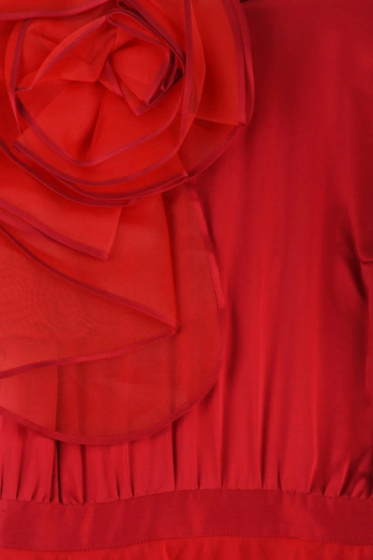 Elisabetta Franchi Satin Dress Tulle Skirt Bale - Red