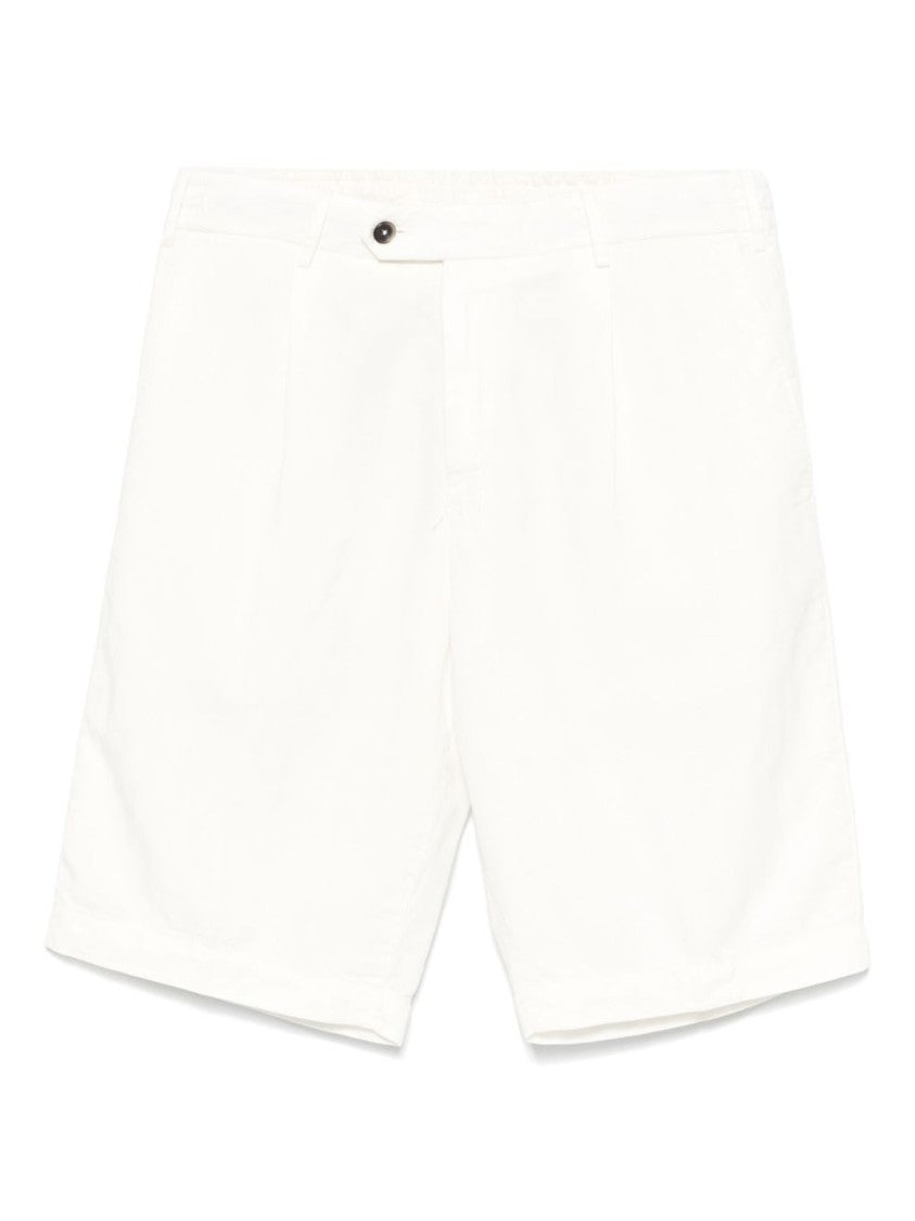 Pt Torino Tailored White Shorts With Elegant Pleats