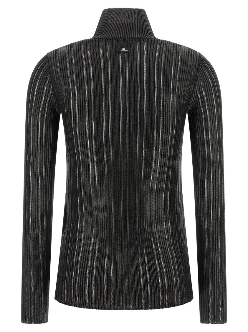 Elisabetta Franchi High Neck Fitted Tricot Sweater
