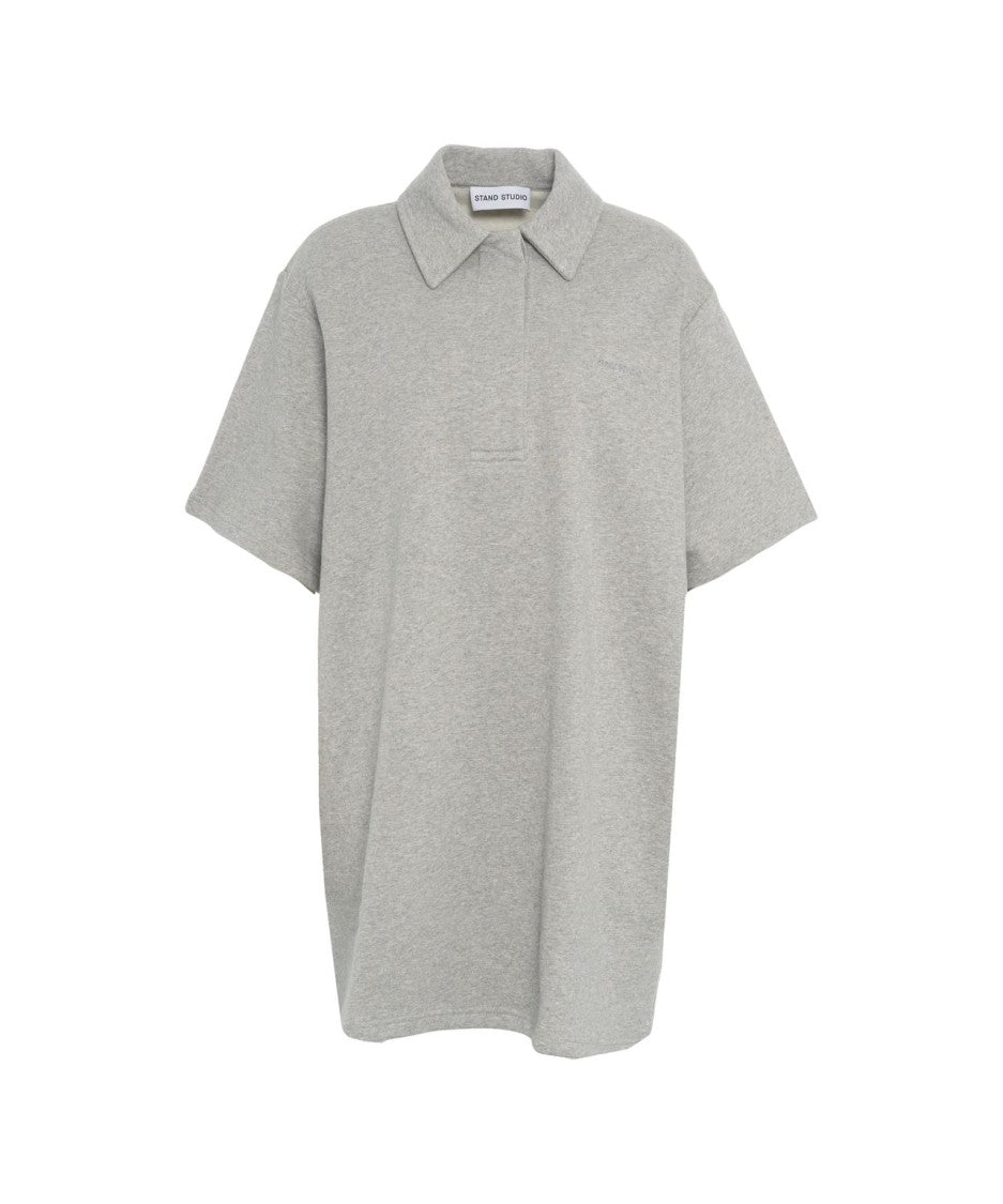 Stand Studio Relaxed Fit Organic Cotton Polo Dress With Elegant Embroidery