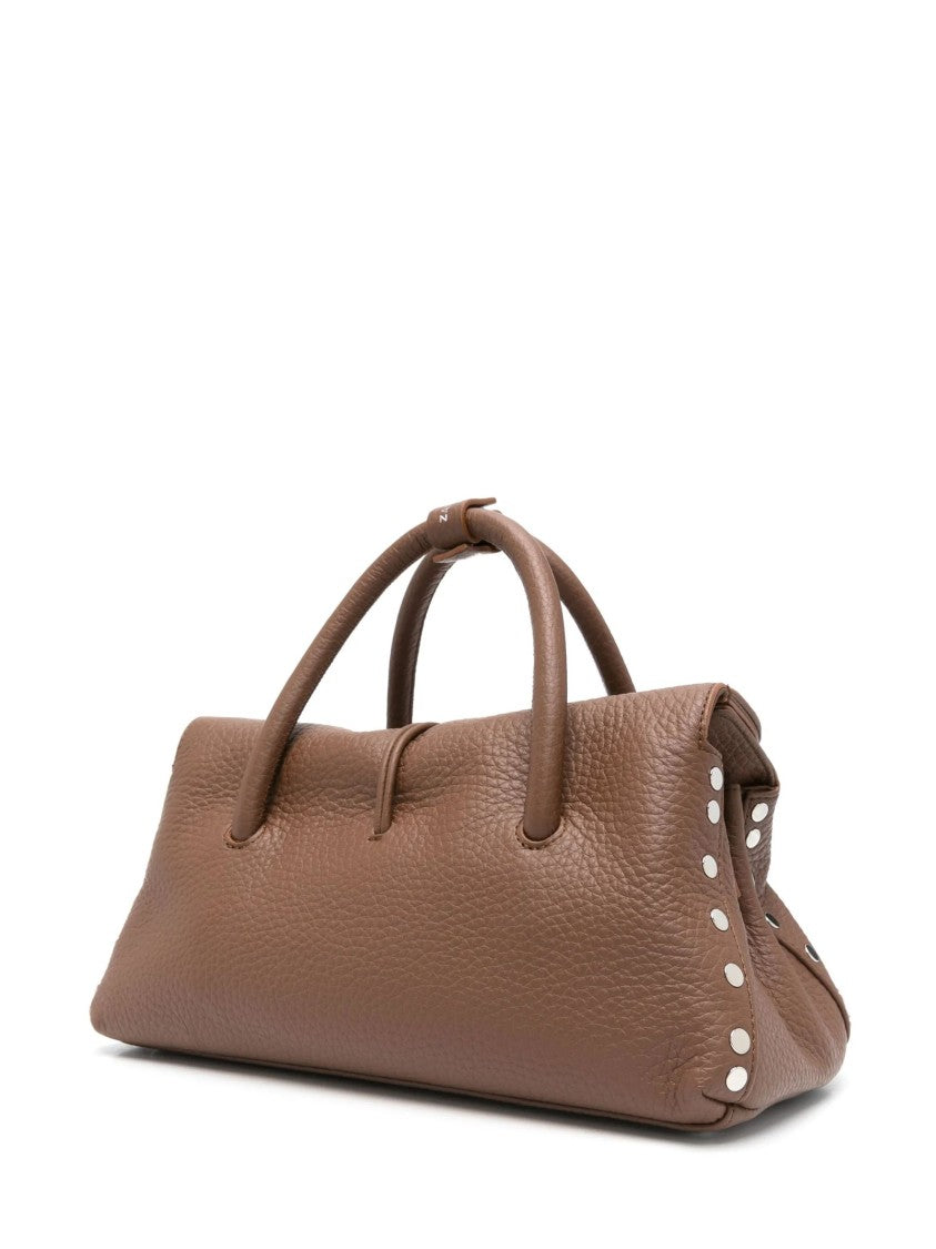 Zanellato Brown Grained Texture Top Handle Shoulder Bag