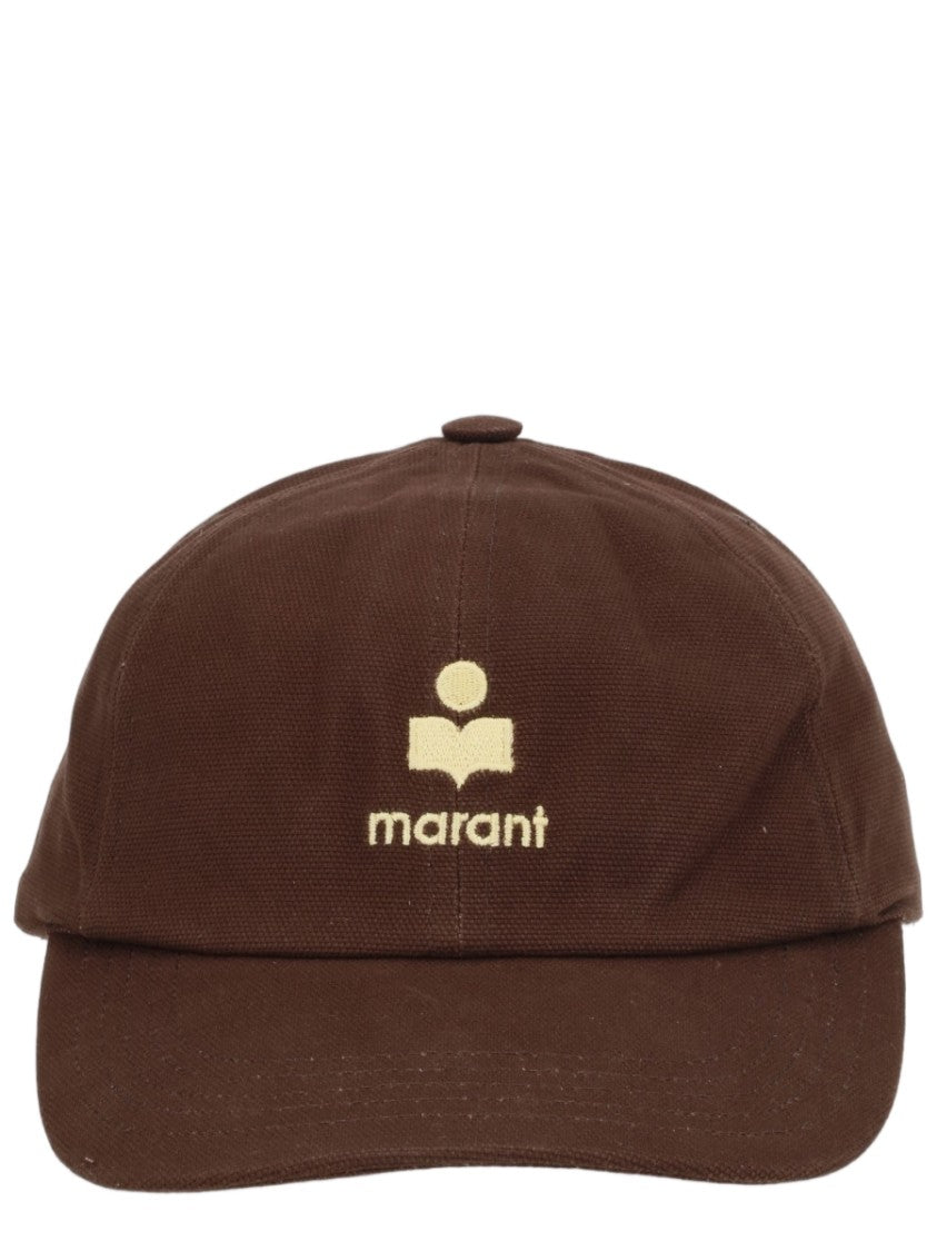 Isabel Marant Tomas Brown Embroidered Logo Cotton Baseball Cap