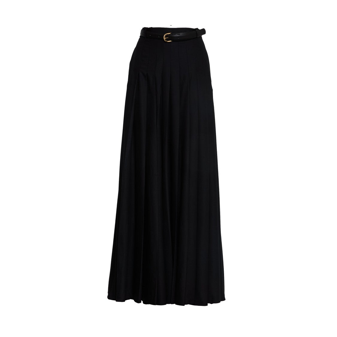 Self-Portrait Black Pleated Twill Maxi Skirt