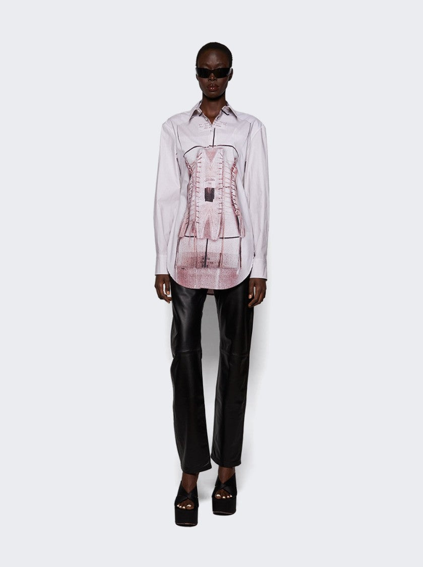 Jean Paul Gaultier Trompe L'oeil Corset Shirt Dusty Pink And White