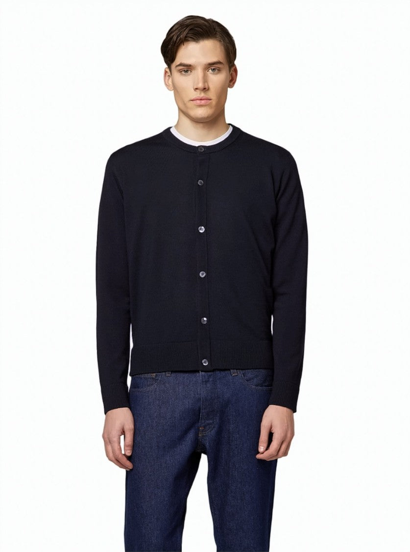 Alpha Studio Band Collar Merino Wool Cardigan
