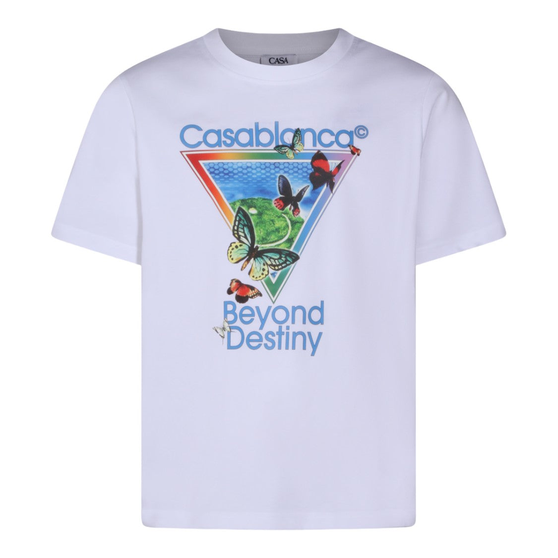 Casablanca White Short-Sleeve T-Shirt With Colorful Triangular Graphic