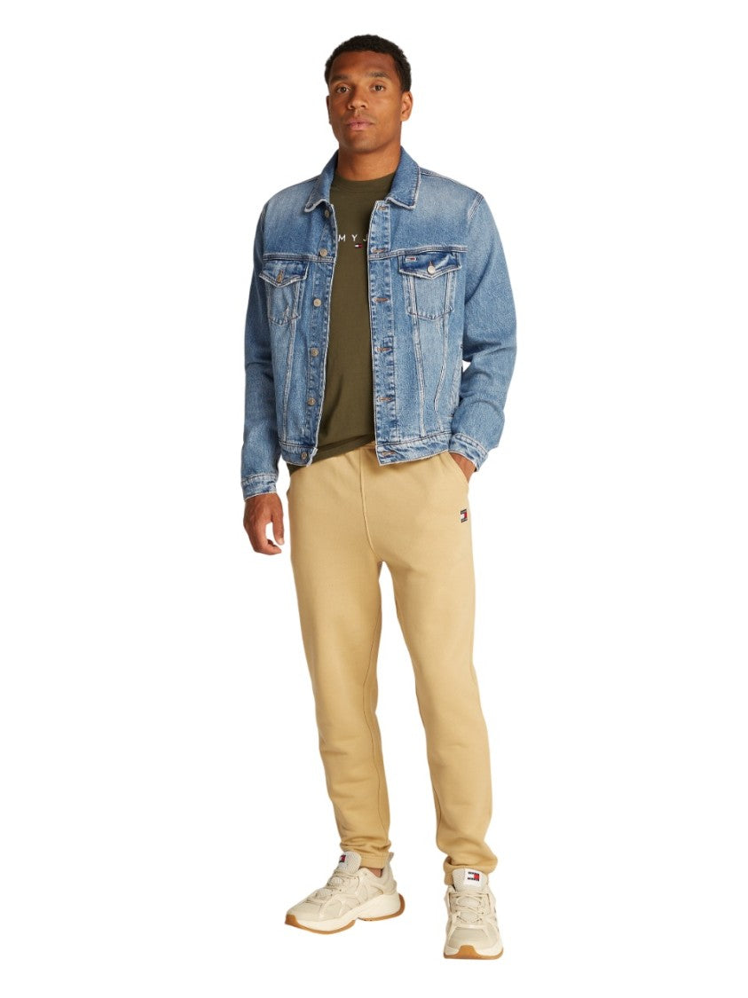 Tommy Jeans Distressed Denim Trucker Jacket With Chest Pockets
