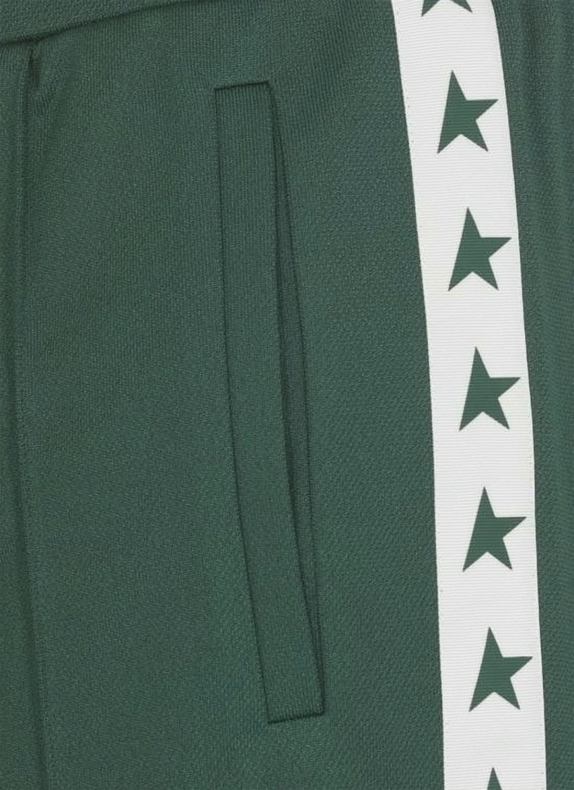 Golden Goose Deep Green Jogging Pants With Star Pattern Accents