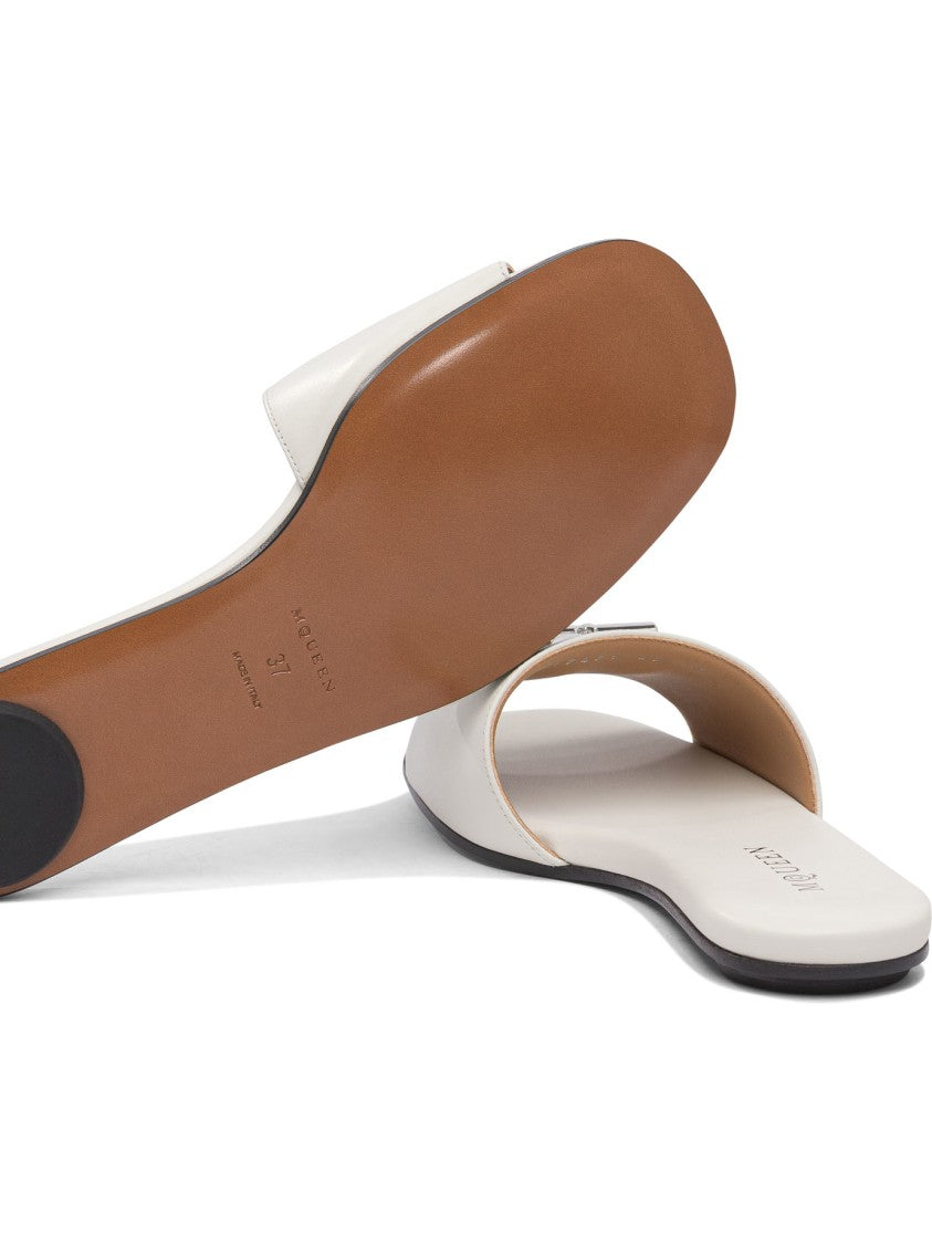 Alexander Mcqueen Leather And Rubber Sandals With Metallic Accent