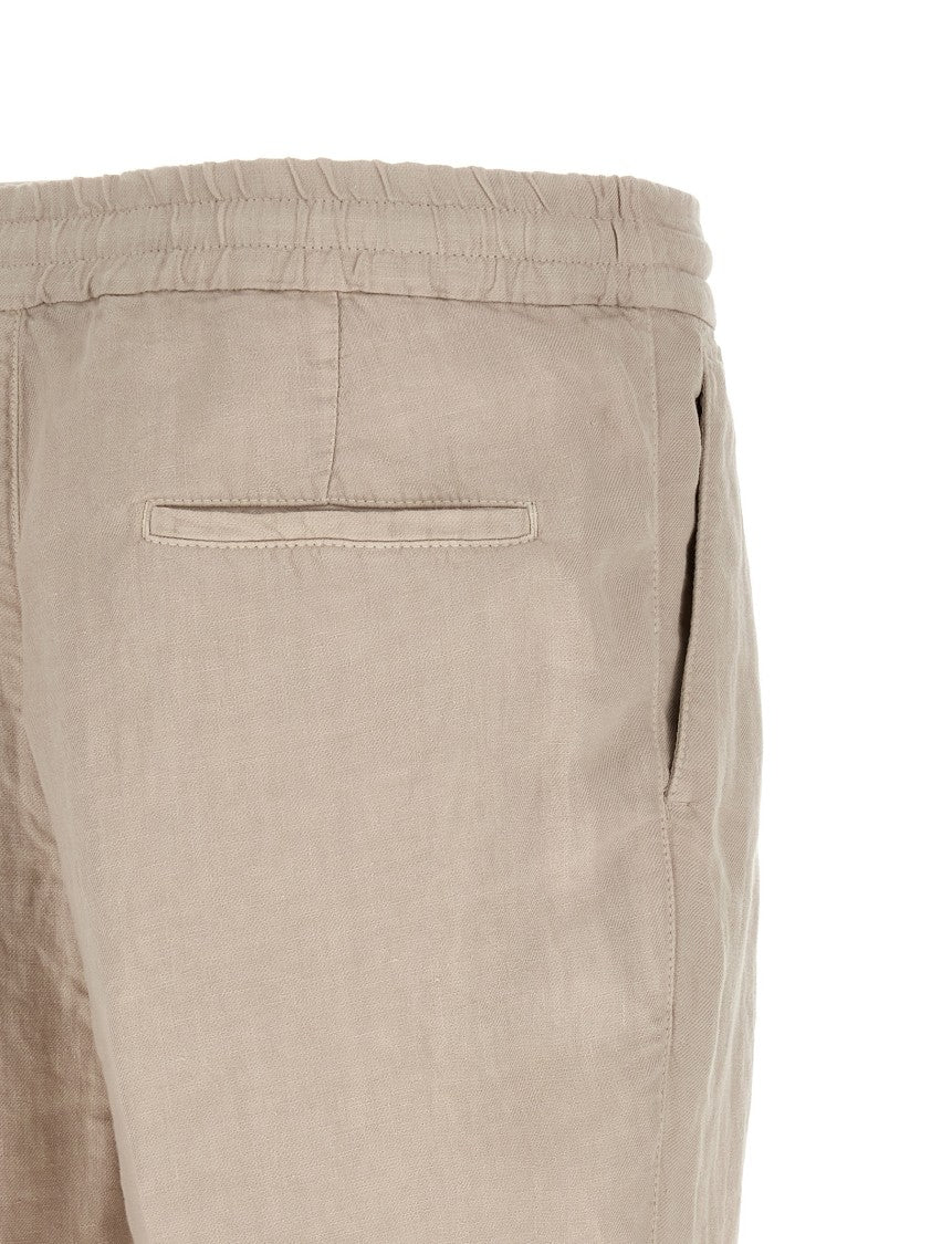 Brunello Cucinelli Garment-Dyed Linen Trousers With Adjustable Drawstring Waist
