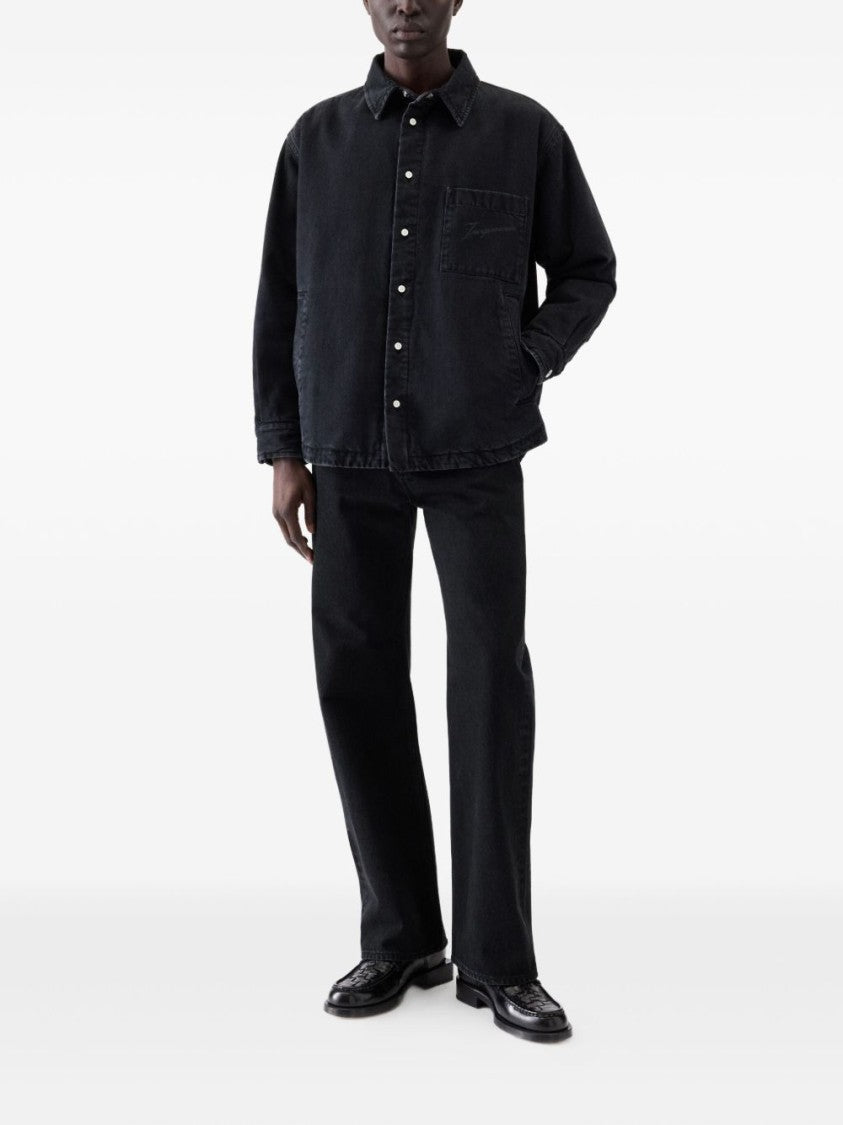 Jacquemus Black Relaxed Curved Hem Casual Shirt