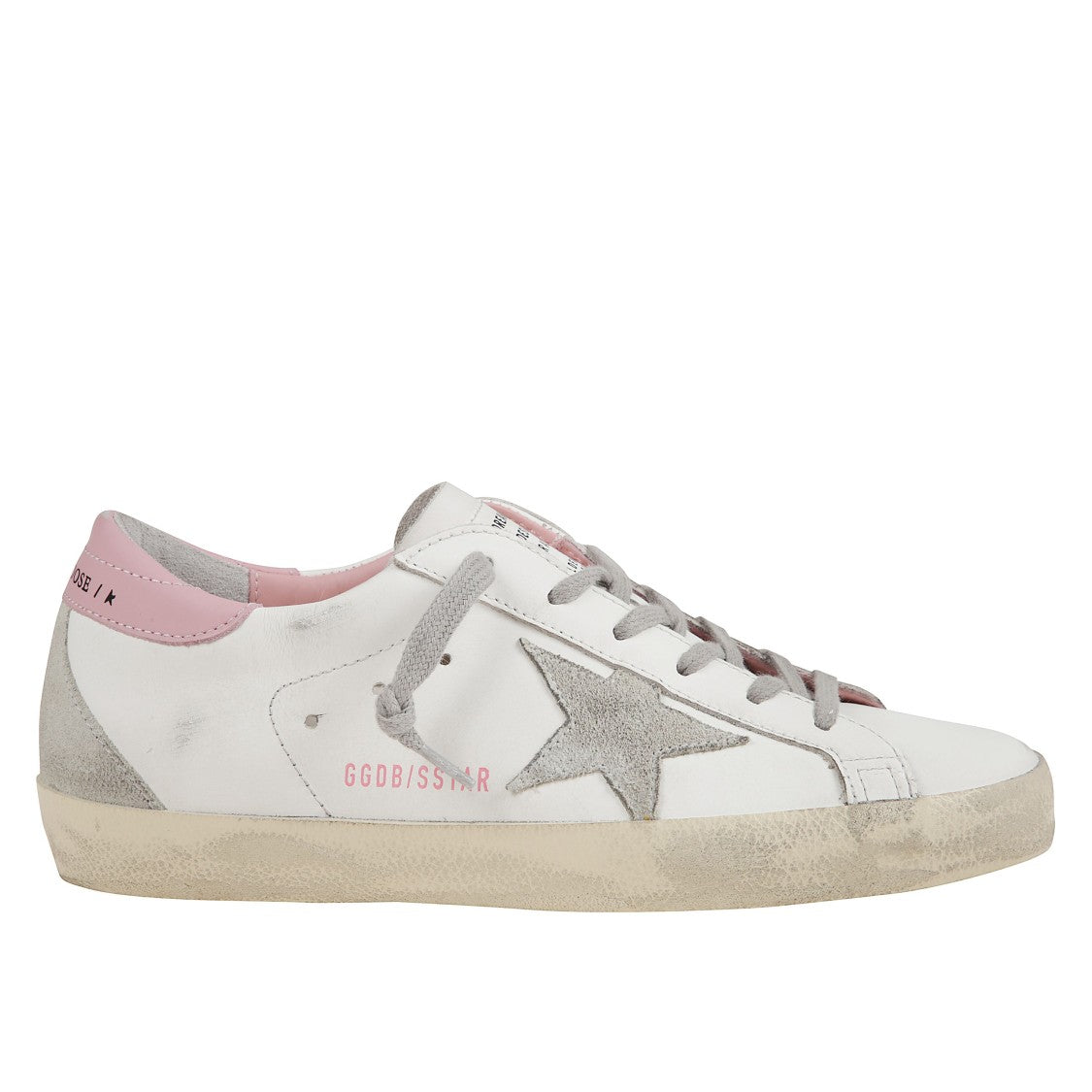 Golden Goose White Leather Sneakers With Pink Heel
