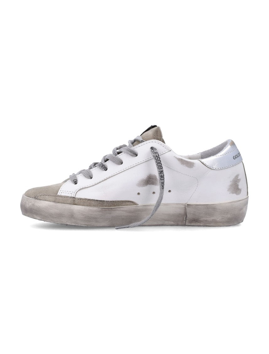 Golden Goose Superstar Distressed White Leather Low-Top Sneakers
