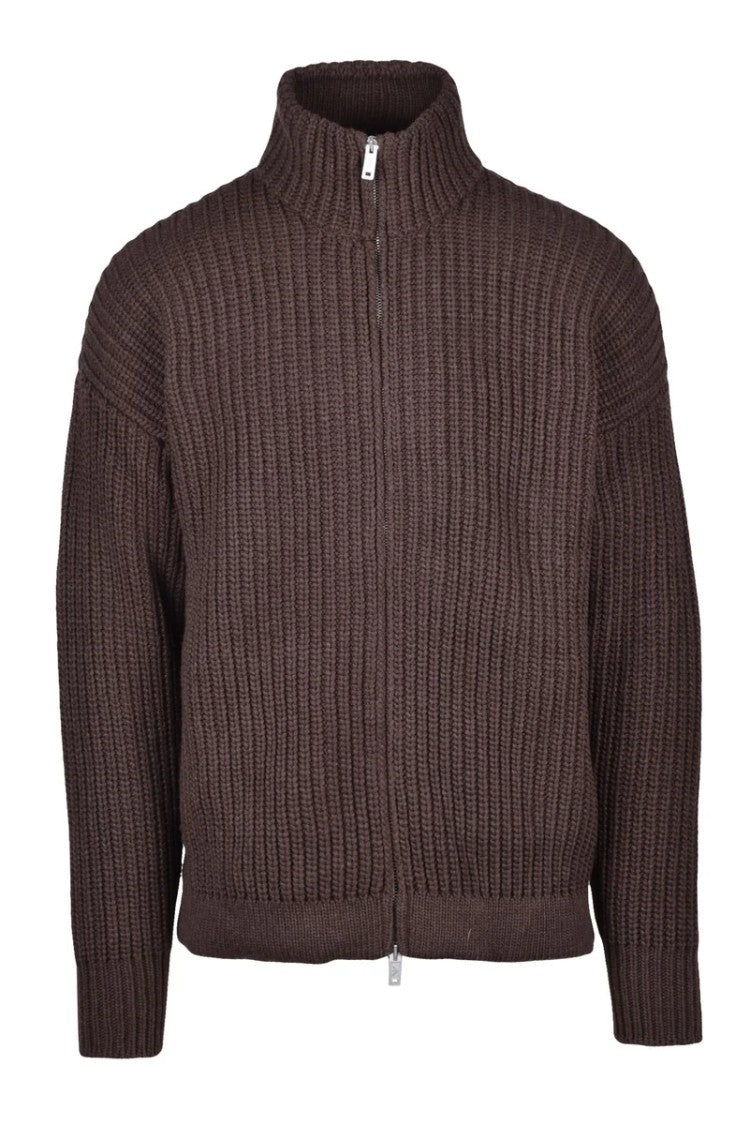 Emporio Armani Knit Brown Zip Cardigan