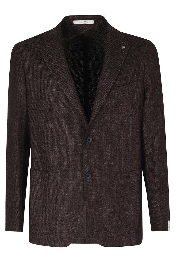 Tagliatore Vinaccia Single-Breasted Silver Embellishment Wool-Blend Blazer