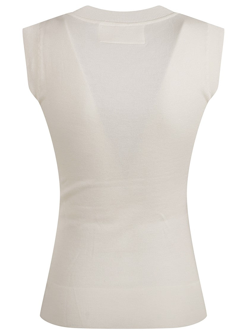 Ermanno Scervino Sleeveless Top With Floral Embroidery