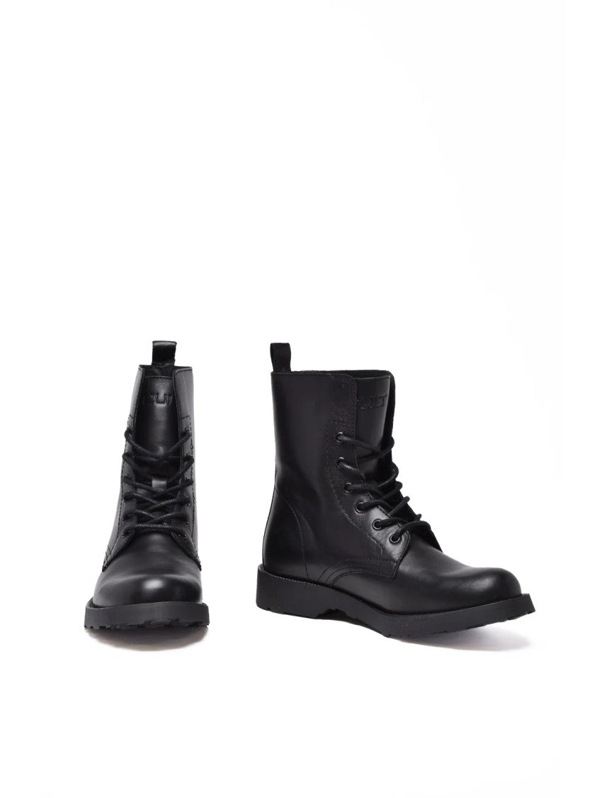 Cult Black Leather Lace-Up Combat Boots