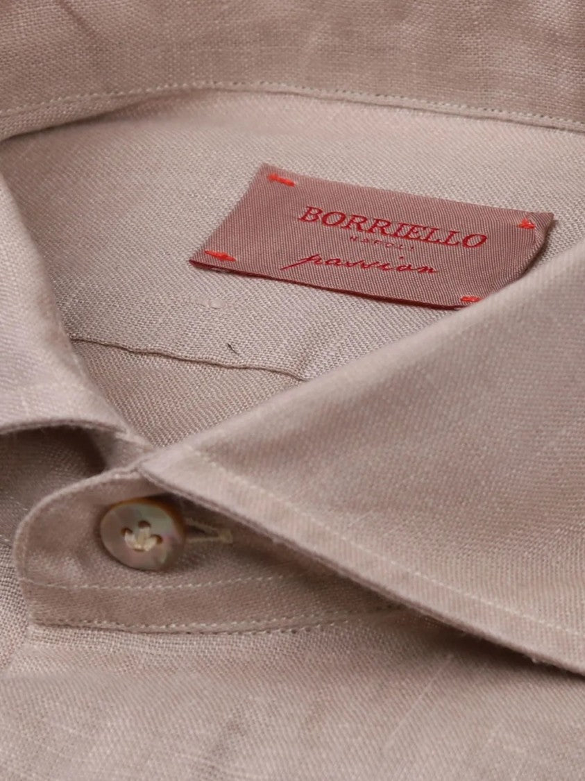 Borriello Napoli Classic Linen Shirt With Natural Weave