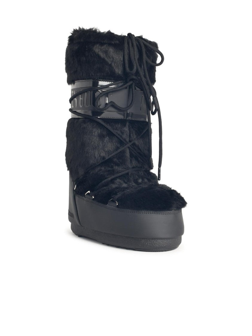 Moon Boot Black Faux Fur Boots